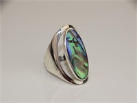 925 Silver & Abalone Modernist Ring