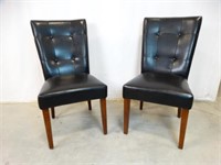 2 High Back Button Tufted Upholstered Chairs