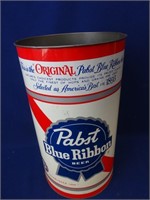 Vintage Metal  Pabst Blue Ribbon Beer Waste Can