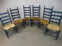 Set of 6 Ladderback Rushbottom Chairs