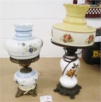 2 Vintage Painted Glass Lamps