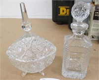 Pinwheel Crystal Decanter & Candy Dish