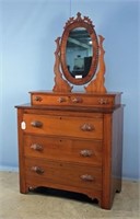 Walnut Dresser with  Mirror and Glove Drawers