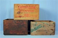 3 Antique Wooden Shotgun Shell Boxes, Winchester,