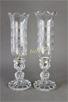 Pair Baccarat Candle Holders & Shades