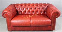 Chesterfield Red Leather Love Seat
