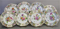 Set of Eight Dresden Floral Plates