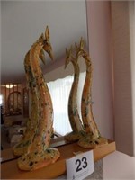 Ceramic stylized sea horses, 17" tall