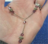 sterling silver drop necklace purple amthyst -22in