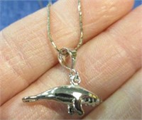 sterling silver manatee pendant & chain - 16 inch
