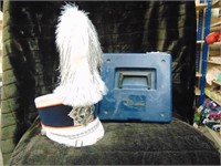 Marching Band Hat WITH White Long Plume & Case