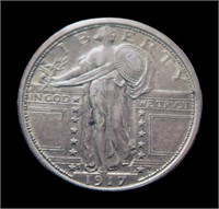 1917-S Type I Standing Liberty quarter dollar, AU