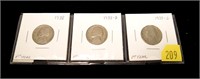 Set of 1938, 1938-D, 1938-S Jefferson nickels