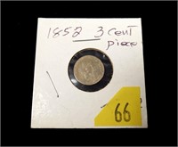 1852 U.S. silver 3-cent piece