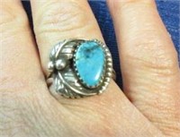 sterling native american turquoise ring -size 7