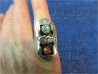 sterling native american 2 stone ring -size 5.25
