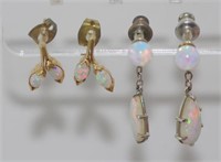 Two pairs of solid opal earrings