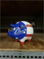 Red white and blue 8in piggy coin Bank