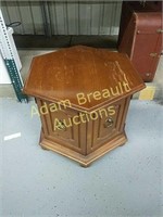 Vintage 27 inch hexagon wood end table