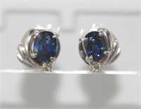 14ct white gold, sapphire & diamond studs