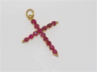21ct yellow gold and ruby cross