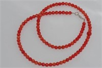 Vintage graduated red coral necklace