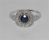 18ct white gold, sapphire and diamond ring