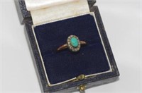 Boxed vintage 14ct gold, turquoise & diamond ring