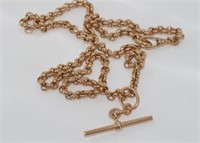 9ct rose gold belcher chain with t-bar