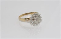 9ct two tone gold, star shaped diamond dress ring