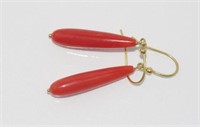 Italian red coral drop earrings