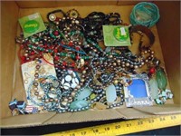 Costume Jewelry Lot W/Pins, Necklaces, Bracelets