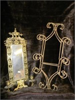 VINTAGE BRASS ORNATE CANDLE HOLDER WALL MIRROR, 2