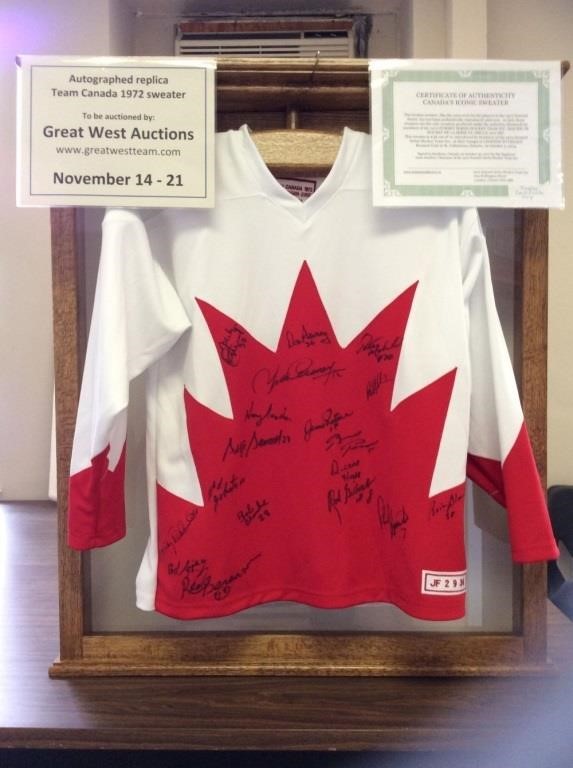 1972 Team Canada Replica Jersey Charity Online Auction