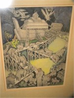 VINTAGE FRAMED "NOAH AND HIS ARC BEFORE THE FLOOD"