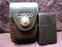 Zippo Black Wind Proof Lighter w/ Belt Pouch