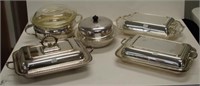 Five various silver plated table serving items