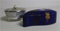 Lapis lazuli trinket box with brass fittings