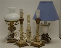 Five various table lamps