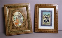Pair framed Persian miniatures