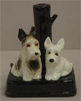 Black and white terriers porcelain lamp base