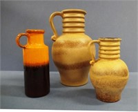Three various West German ceramic jug vases