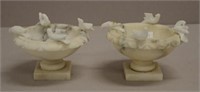 Pair early alabaster footed comports