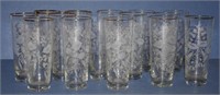 Set fifteen Bohemian etched glasses