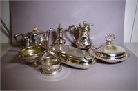 Early silver plated teapot & hot water jug