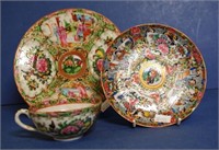 Chinese famille rose porcelain trio
