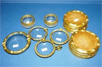 Collection gilt decorated glass tableware