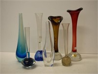 Seven various art glass vases