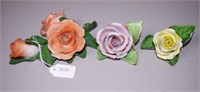 Three various Herend porcelain roses