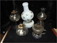 Vintage Oil Lamps, Milk Glass, Hobnail
